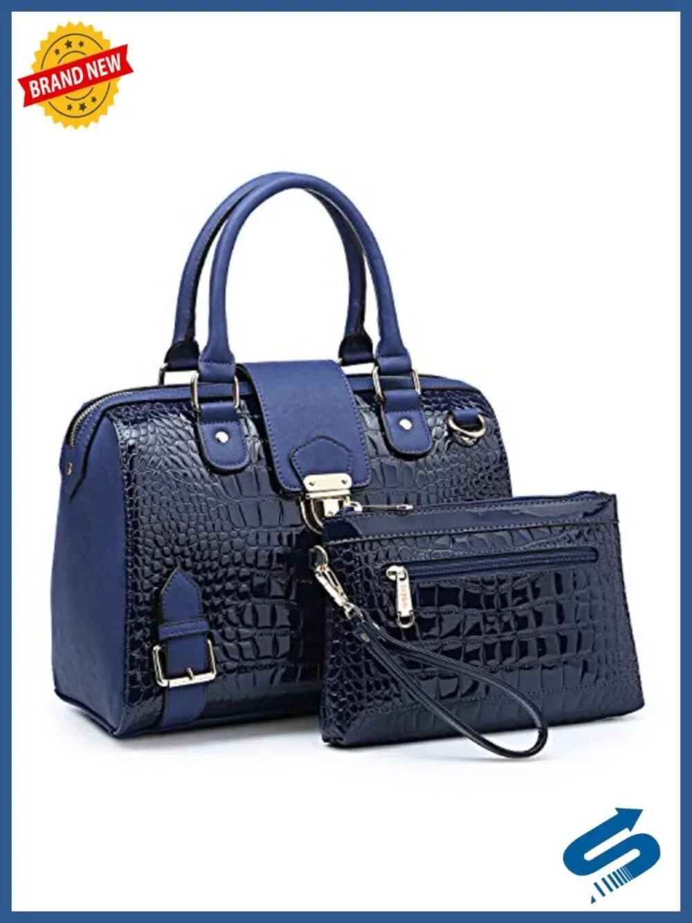 Structured Vegan Leather Satchel Purse Work Tote with Wristlet